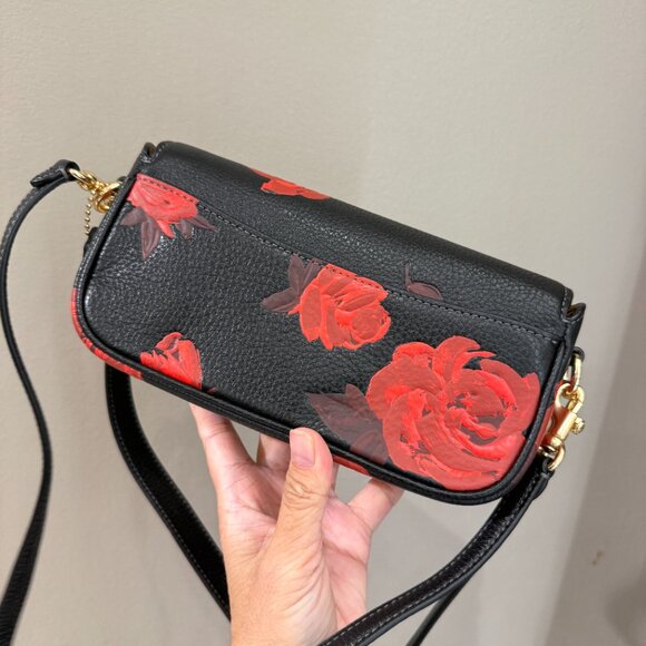 Coach CCF74 Hailey Flap Bag With Floral Print Black/Red - Picture 5 of 10
